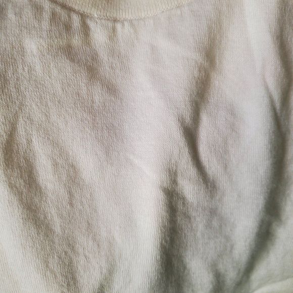 Theory Ivory Knit Short Sleeve Sweater Top Split Hem Cotton Pullover Sz M - Picture 5 of 6
